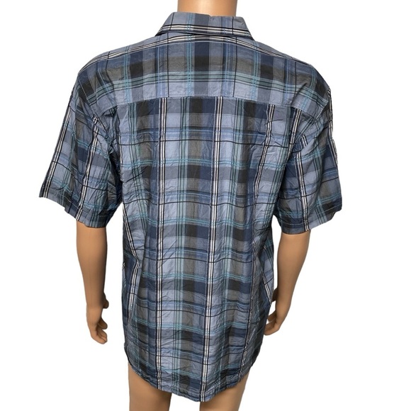 Tommy Bahama Men’s Blue L Silk Check Short Sleeve Button Up Shirt in EUC - Picture 3 of 11